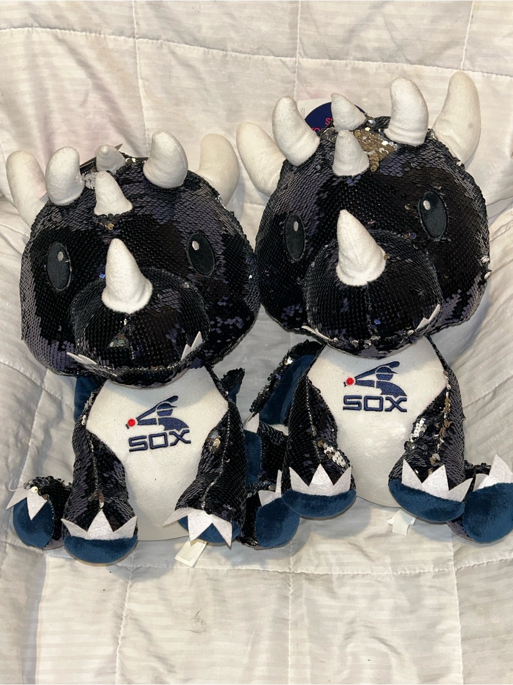 CHICAGO WHITE SOX Large Sequin Dragon Plush 15” Toy  Bundle Of 2 MLB New Tags